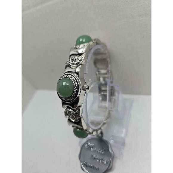 Marcel Drucker Quartz Marcasite Green Cabochon Hidden Dial Watch New Battery main image 10